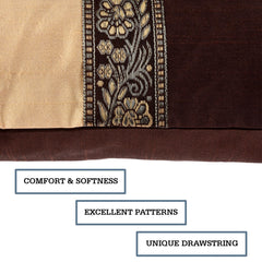 Kuber Industries Cushion Cover | Pillow Covers for Sofa | Throw Cushion Cover | Dupion Polyester Cushion Covers | Center Lace Cushion Covers | Set of 5 | 12 Inch | Brown