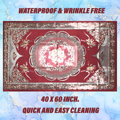 Kuber Industries Center Table Cover|Luxurious Designer Flower Pattern PVC Tablecloth|Slip Resistant Protector Table Top Cover, 40x60 Inch (Maroon)