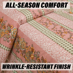 Heart Home Double Bedsheet with 2 Pillow Covers | 160 TC Premium Cotton Bedsheet for Double Bed | Bedsheet for Living Room-Home & Hotels | Spain Flower Lining | 100x108 Inch | Pink