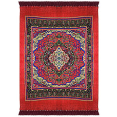 Kuber Industries Carpet | Velvet Carpet-Rug for Home Décor | Carpet Rug for Bedroom | Printed Carpet for Living Room | Prayer-Yoga Mat | Carpet for Hall | 6.5x7.5 Ft | Red