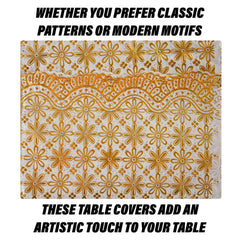 Heart Home Table Cover | Polyvinyl Dining Table Cloth Cover | Center Table Cover | Table Cover for Kitchen Table | Embossed Flower Table Cover for Hall Décor | 54x84 Inch | Golden