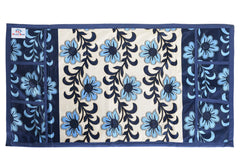 Heart Home Flower Print Polyester Fridge/Refrigerator Top Cover (Blue)-HHEART15475