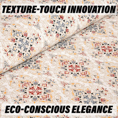 Heart Home Double Bedsheet with 2 Pillow Covers | 160 TC Premium Cotton Bedsheet for Double Bed | Bedsheet for Living Room-Home & Hotels | Dezier Carpet Print | 90x108 Inch | Cream