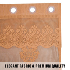 Kuber Industries Door Curtain|Darkening Door Curtains|Premium Drapes for Bedroom|Sheer Curtain with 8 Rings|Parda for Living Room|Net Frill Door Curtain|7 Ft|SY15ZZ|Golden