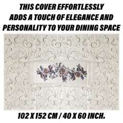 Kuber Industries Center Table Cover | Cotton Table Cloth Cover | 4-Seater Table Cloth | Rainbow Table Cover | Table Protector | Table Cover for Center Table | 40x60 Inch | CTC | Cream