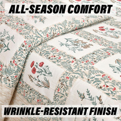 Heart Home Double Bedsheet with 2 Pillow Covers | 160 TC Premium Cotton Bedsheet for Double Bed | Bedsheet for Living Room-Home & Hotels | Dezier Check Flower | 90x108 Inch | Beige