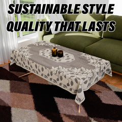 Heart Home Center Table Cover | Net Table Cloth Cover | 4 Seater Table Cloth | Flower Table Cover | Table Protector | Table Cover for Center Table | 40x60 Inch | S21 | Cream