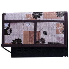 Kuber Industries Flower Design PVC Microwave Oven Top Cover 30 Liter with Utility 4 Pockets (Brown) - CTKTC040685