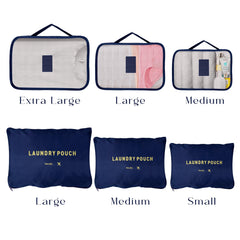 Kuber Industries Pack of 6 Travel Luggage Bag | Toiletry Bag for Jewellery-Watches-Bracelets | Multi-Purpose Storage Bag with Handle | Travel Utility Storage Pouches | LYN16-NVY | Navy Blue