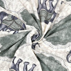 Kuber Industries Double Bedsheet with 2 Pillow Covers | 186 TC Premium Cotton Bedsheet for Double Bed | Bedsheet for Living Room-Home & Hotels | Embroidery Elephant | 100x108 Inch | Gray