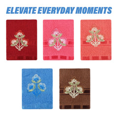 Heart Home Handkerchief | Velvet Face Towel | Face Towel | Sweat Absorbent Handkerchief | Plain Embroidary | Face Towel Hankies | Set of 12 | Multicolor