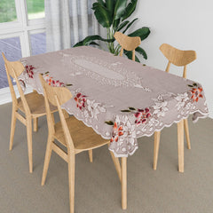 Heart Home Table Cover | Tabletop Cover | Table Cover | Table Linen Cover | Table Cloth Cover | Table Cover for Kitchen Table for Hall D�cor | Side Flower-Design | 45x70 Inch | Brown
