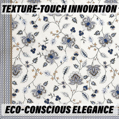 Heart Home Double Bedsheet with 2 Pillow Covers | 186 TC Premium Cotton Bedsheet for Double Bed | Bedsheet for Living Room-Home & Hotels | Embroidery Flower Zig-Zag | 100x108 Inch | Blue