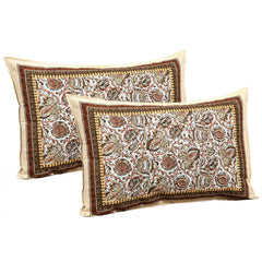 Heart Home Double Bedsheet with 2 Pillow Covers | 160 TC Premium Cotton Bedsheet for Double Bed | Bedsheet for Living Room-Home & Hotels | Dezier Bell Print | 90x108 Inch | Cream