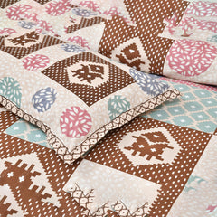 Heart Home Double Bedsheet with 2 Pillow Covers | 186 TC Premium Cotton Bedsheet for Double Bed | Bedsheet for Living Room-Home & Hotels | Arabic Beauty Gola | 100x108 Inch | Cream