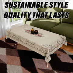 Kuber Industries Center Table Cover | Cotton Table Cloth Cover | 4-Seater Table Cloth | Glory Table Cover | Table Protector | Table Cover for Center Table | 40x60 Inch | CTC | Cream & Brown