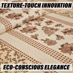 Heart Home Double Bedsheet with 2 Pillow Covers | 160 TC Premium Cotton Bedsheet for Double Bed | Bedsheet for Living Room-Home & Hotels | Spain Flower Lining | 100x108 Inch | Cream