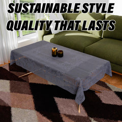 Heart Home Center Table Cover | Cotton Table Cloth Cover | 4-Seater Table Cloth | Self Gulmohar Vila Table Cover | Table Protector | Table Cover for Center Table | 40x60 Inch | Gray
