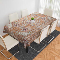 Heart Home Dining Table Cover | PVC Table Cloth Cover | 6 Seater Table Cloth | Table Protector | Table Cover for Dining Table | Passion Flower | 60x90 Inch | DTC | Golden
