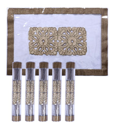 Kuber Industries Laminated Patch Floral Design PVC 6 Piece Dining Table Placemat Set (Gold) - CTKTC040621