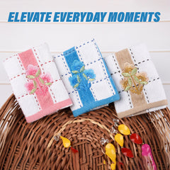 Kuber Industries Handkerchief | Velvet Face Towel | Face Towel | Sweat Absorbent Handkerchief | Lining Embroidary | Face Towel Hankies | Set of 12 | Multicolor