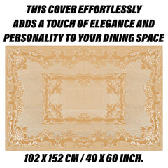 Kuber Industries Center Table Cover | Cotton Table Cloth Cover | 4-Seater Table Cloth | Self Gulmohar Vila Table Cover | Table Protector | Table Cover for Center Table | 40x60 Inch | Brown