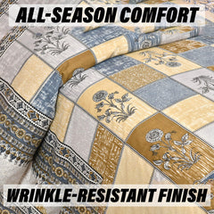 Heart Home Double Bedsheet with 2 Pillow Covers | 160 TC Premium Cotton Bedsheet for Double Bed | Bedsheet for Living Room-Home & Hotels | Candy Flower | 100x108 Inch | Gray & Yellow