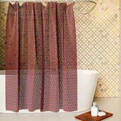 Kuber Industries Shower Curtain | PVC Shower Curtain with Hooks | Shower Curtain for Bathroom | AC Shower Curtain | Self Star Bathroom Shower Curtain | 7 Feet | Pack of 2 | Brown