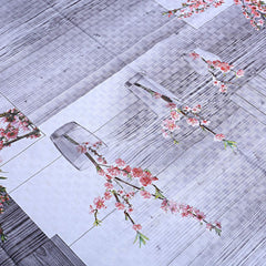 Kuber Industries Floral Checkered Design PVC 6 Seater Dining Table Cover (Grey)-CTKTC14370