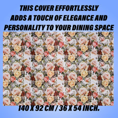Heart Home Dining Table Cover | PVC Table Cloth Cover | 6 Seater Table Cloth | Self Leaf Table Cover | Table Protector | Table Cover for Dining Table | 60x90 Inch | DTC | White