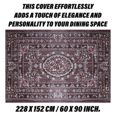 Kuber Industries Dining Table Cover | PVC Table Cloth Cover | 6 Seater Table Cloth | Table Protector | Table Cover for Dining Table | Passion Flower | 60x90 Inch | DTC | Maroon