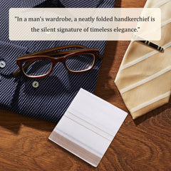 Heart Home Handkerchief | Premium Cotton Fabric | Handkerchief for men | Handkerchief for Boys | Men's Handkerchief Set | Fancy Border | 24025 | Pack of 6 | White