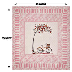 Heart Home Double Bedsheet with 2 Pillow Covers | 160 TC Premium Cotton Bedsheet for Double Bed | Bedsheet for Living Room-Home & Hotels | Photo Frame Cycle | 100x108 Inch | Pink