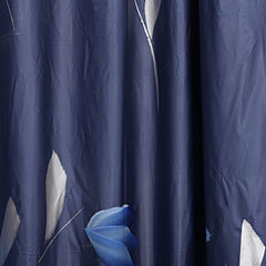 Kuber Industries Leaf Design 7 Feet Shower Curtain with 8 Hooks (Blue)-CTKTC14441
