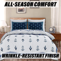 Heart Home Double Bedsheet with 2 Pillow Covers | 186 TC Premium Cotton Bedsheet for Double Bed | Bedsheet for Living Room-Home & Hotels | Embroidery Katli Flower | 100x108 Inch | Blue