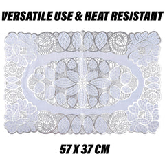 Heart Home Placemat | Placemats for Dining Room | Designer Table Mat Set | Placemats for Kitchen | Side Placemats | Table Placemat Set | Medium | 4 Piece Set | 14x20 | Silver