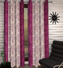 Kuber Industries Tree Design 1 Piece Polyester Eyelet Door Curtain 7 Feet (Pink)-Ctktc14172