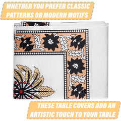 Heart Home Dining Table Cover | Tabletop Cover | Table Buffet Cover | Table Linen Cover | 6-Seater Table Cloth | Table Cloth Cover | Brown Tree | DTC | 60x90 Inch | White