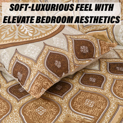 Heart Home Double Bedsheet with 2 Pillow Covers | 160 TC Premium Cotton Bedsheet for Double Bed | Bedsheet for Living Room-Home & Hotels | Kaleen Leaf Flower | 100x108 Inch | Brown