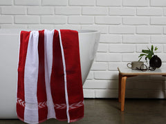 Kuber Industries Cotton 4 Pieces Bath Towel 27" x54 (Red and White), CTKTC13629