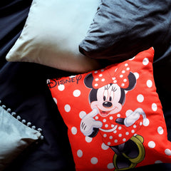 Heart Home Disney Team Minnie Mickey Print Silk Special Long Crush Cushion Covers (16"x16") Set of 3, Royal Blue & Red & Black- HEART1321