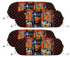 Heart Home Check Design Premium Cotton Bolster Covers, 16 x 30 inch, Set of 4 (Black)