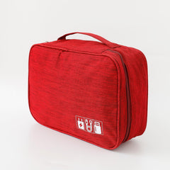 Homestic Travel Organizer For Electronic Accessories|Multipurpose Pouch|Adapter, Cable, Gadget Organizer|Two Comparment With Zipper|Great For Traveling (Red)