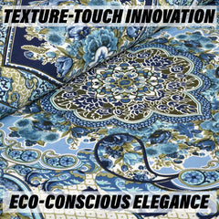 Heart Home Double Bedsheet with 2 Pillow Covers | 186 TC Premium Cotton Bedsheet for Double Bed | Bedsheet for Living Room-Home & Hotels | Arabic Beauty Flower Square | 100x108 Inch | Blue