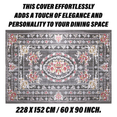 Heart Home Dining Table Cover | PVC Table Cloth Cover | 6 Seater Table Cloth | Table Protector | Table Cover for Dining Table | Passion Flower | 60x90 Inch | DTC | Gray