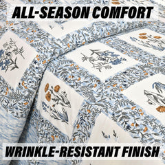 Heart Home Double Bedsheet with 2 Pillow Covers | 160 TC Premium Cotton Bedsheet for Double Bed | Bedsheet for Living Room-Home & Hotels | Dezier Check Flower | 90x108 Inch | Blue