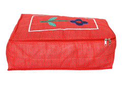 Kuber Industries Dot Printed Petticoat Cover Bag/Garment cover/Wardrobe Clothes Organizer (Red)