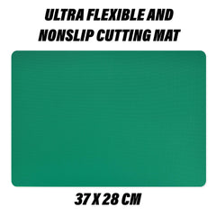 Heart Home Chopping Mat|Flexible Plastic Cutting Mat|Back Textured Chopping Mat|Kitchen Cutting Mat|Vegetables Cutting Mat|Chopping Mat for Cooking|2 Pieces Set|Green