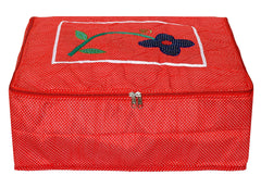 Kuber Industries Dot Printed Non Woven Saree Cover Storage Bags for Clothes, Saree Organizer for Wardrobe, Organizers for Clothes-Pack of 2 (Red)