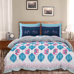 Kuber Industries Double Bedsheet with 2 Pillow Covers | 186 TC Premium Cotton Bedsheet for Double Bed | Bedsheet for Living Room-Home & Hotels | Embroidery Elephant | 100x108 Inch | Pink